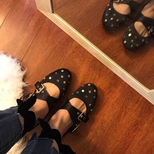 Zara sun and moon stud ballet flats